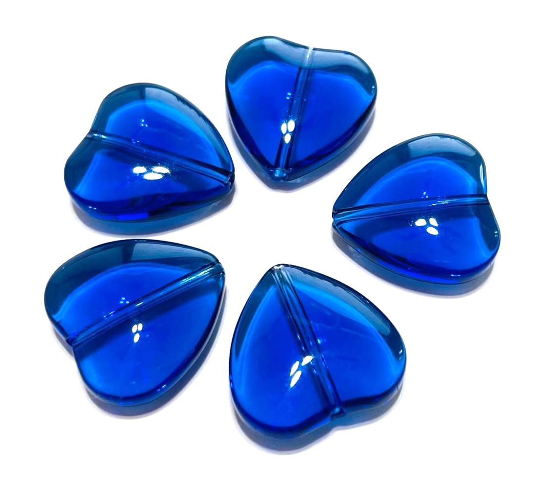 Smooth Transparent Large Heart Beads, 20mm, 50pcs