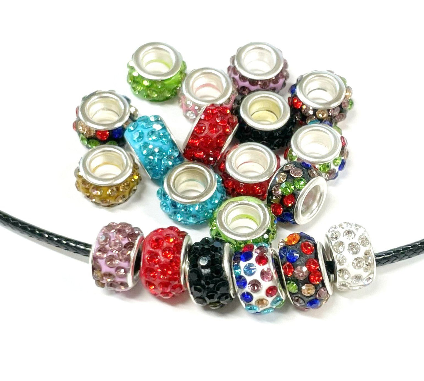 Rhinestone Spacer Beads, Polymer Clay Pave Beads, European Charms, 450pcs