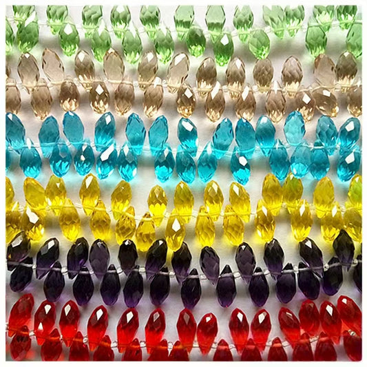 Faceted Teardrops, Glass, 12x6mm, 10 Strands