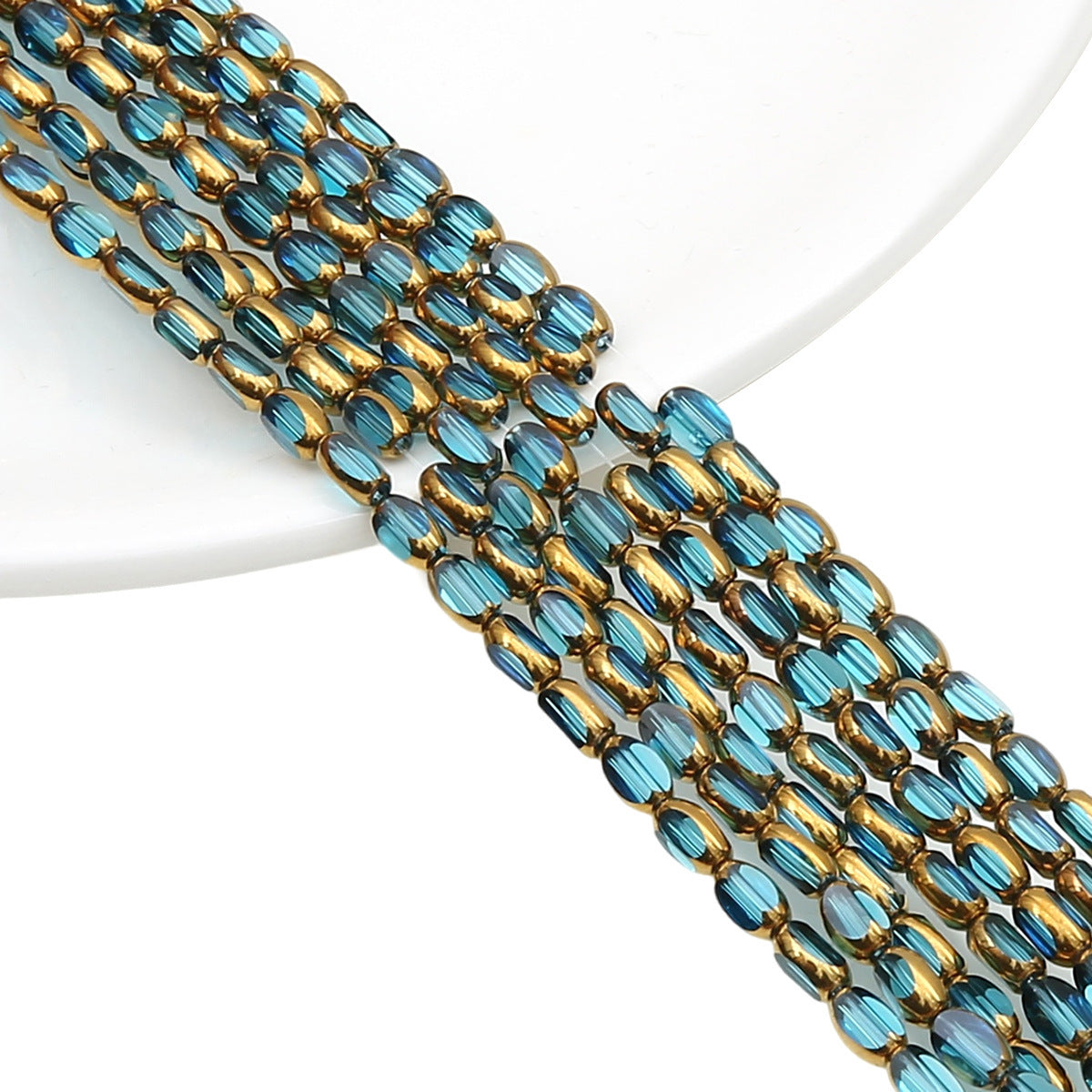 5mm,6mm, Rice Grain Glass beads with golden edge, 30 strands