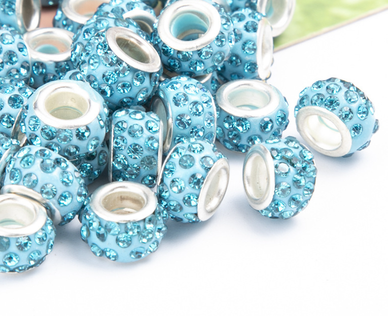 Rhinestone Spacer Beads, Polymer Clay Pave Beads, European Charms, 450pcs