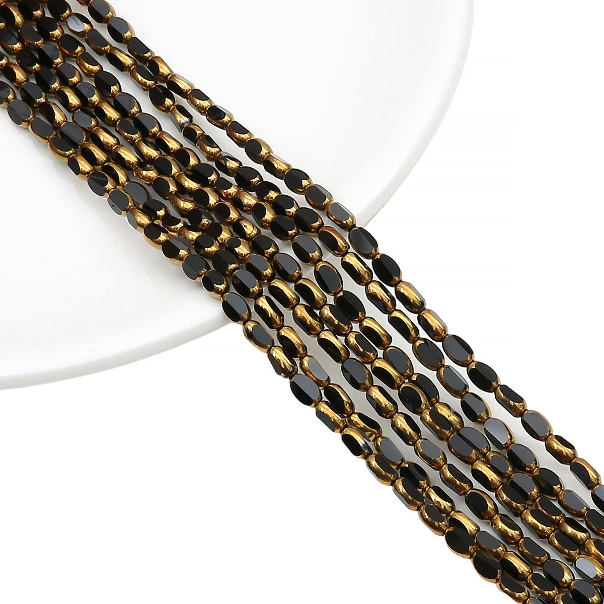 5mm,6mm, Rice Grain Glass beads with golden edge, 30 strands