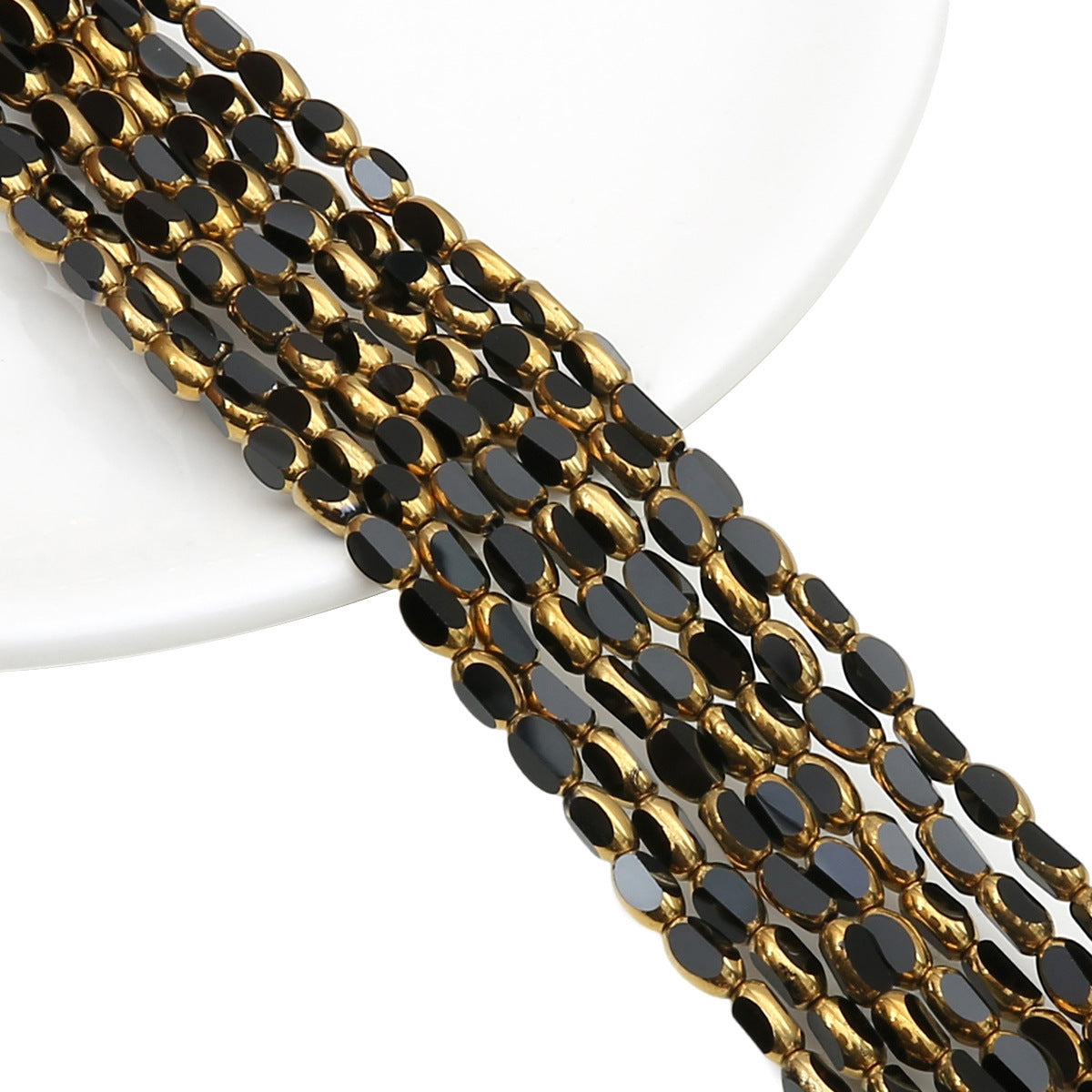 5mm,6mm, Rice Grain Glass beads with golden edge, 30 strands