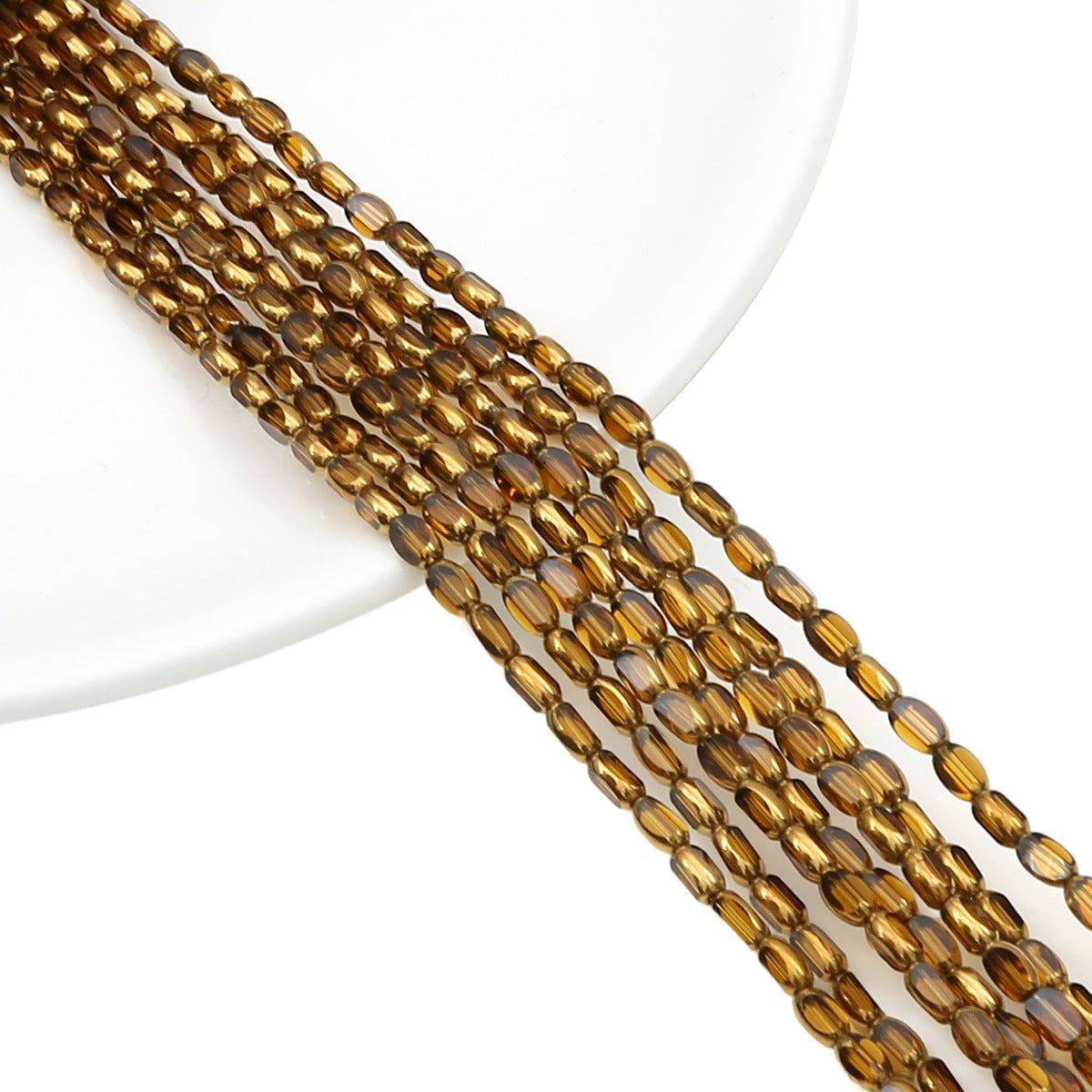 5mm,6mm, Rice Grain Glass beads with golden edge, 30 strands