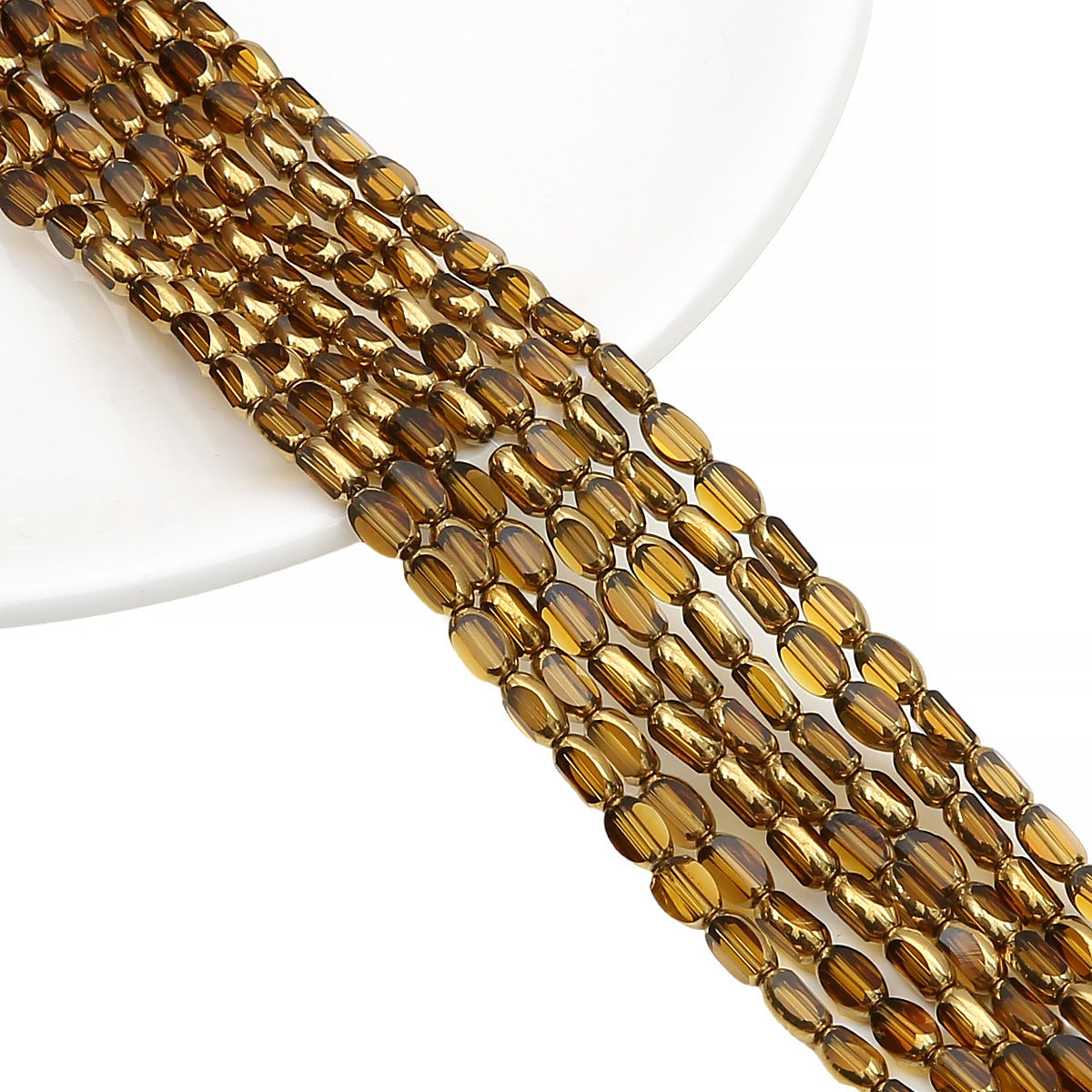 5mm,6mm, Rice Grain Glass beads with golden edge, 30 strands