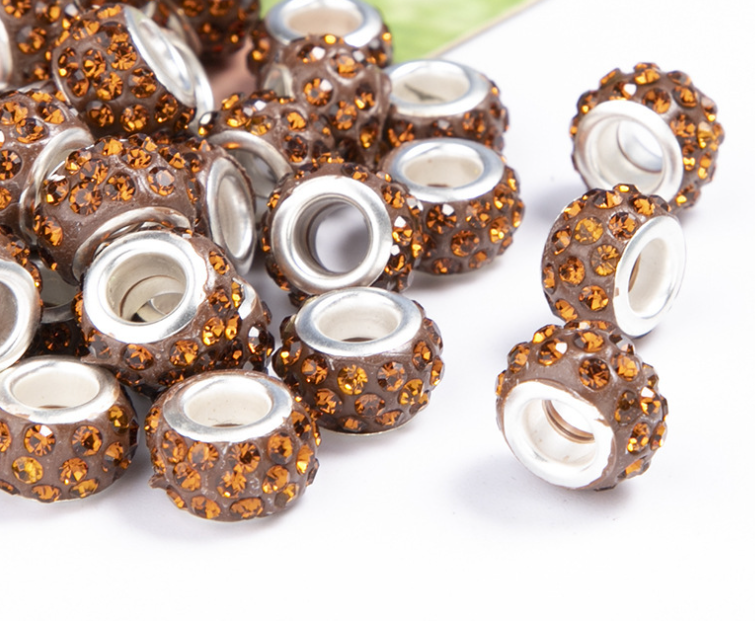 Rhinestone Spacer Beads, Polymer Clay Pave Beads, European Charms, 450pcs