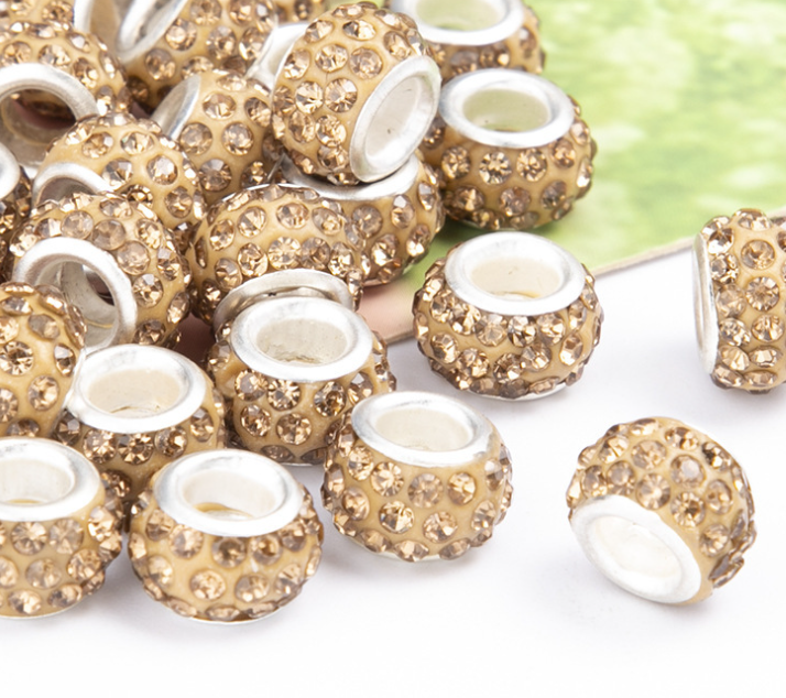 Rhinestone Spacer Beads, Polymer Clay Pave Beads, European Charms, 450pcs
