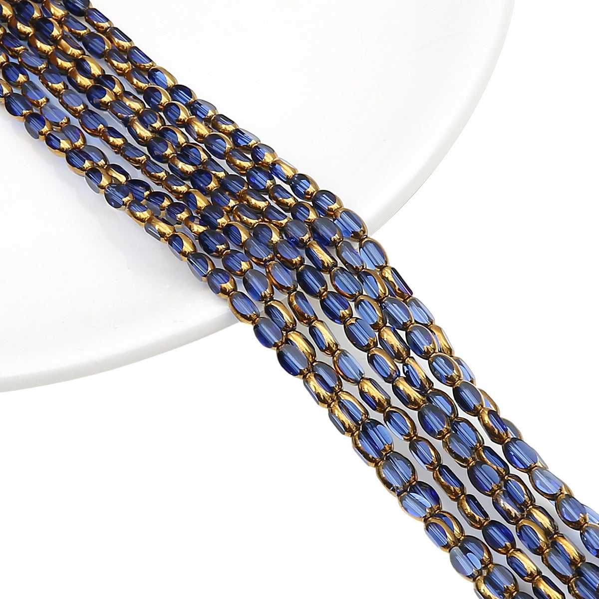 5mm,6mm, Rice Grain Glass beads with golden edge, 30 strands