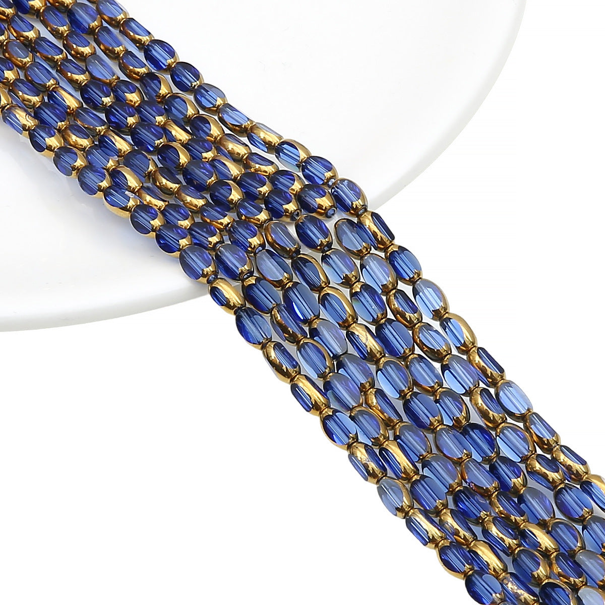 5mm,6mm, Rice Grain Glass beads with golden edge, 30 strands