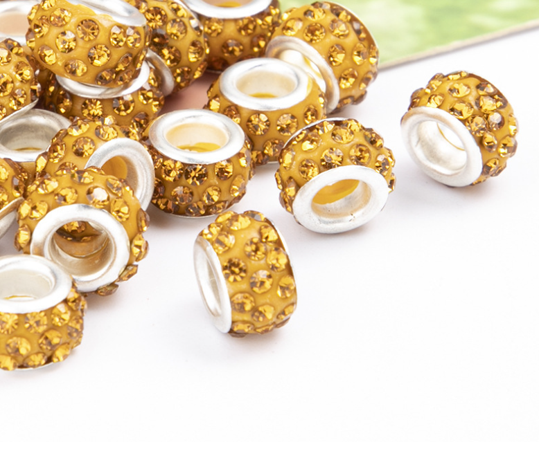Rhinestone Spacer Beads, Polymer Clay Pave Beads, European Charms, 450pcs