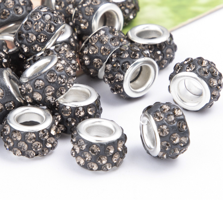 Rhinestone Spacer Beads, Polymer Clay Pave Beads, European Charms, 450pcs