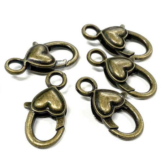 Lobster Claw Clasps,  Heart, 100pcs (JZ-1125)