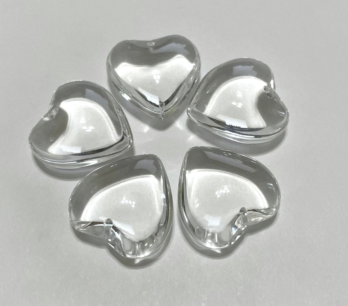 Smooth Transparent Large Heart Beads, 20mm, 50pcs
