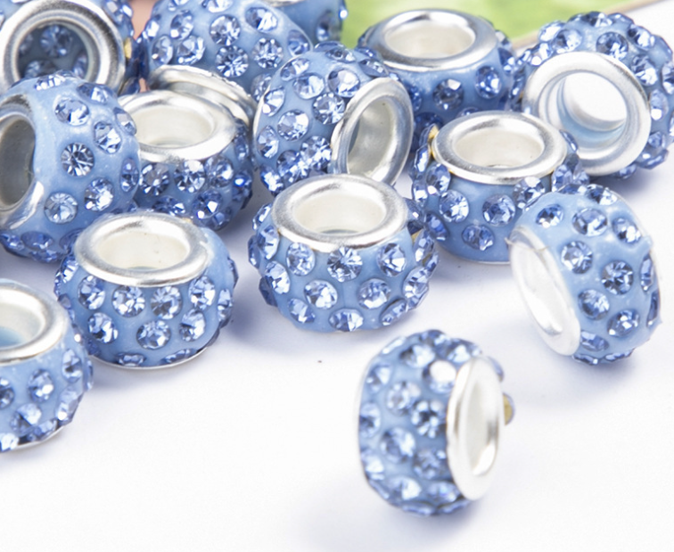 Rhinestone Spacer Beads, Polymer Clay Pave Beads, European Charms, 450pcs