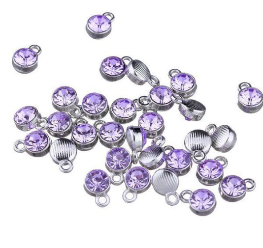 Birthstone charms, Rhinestone Charms Pendants, 10mm, 500pcs
