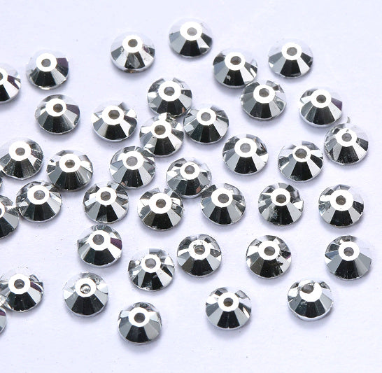 4mm-8mm Sew On Rhinestones, Flat Back Sew On Rhinestones, Round, 5pks