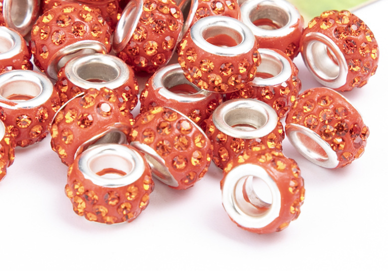 Rhinestone Spacer Beads, Polymer Clay Pave Beads, European Charms, 450pcs