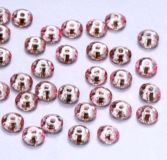 4mm-8mm Sew On Rhinestones, Flat Back Sew On Rhinestones, Round, 5pks