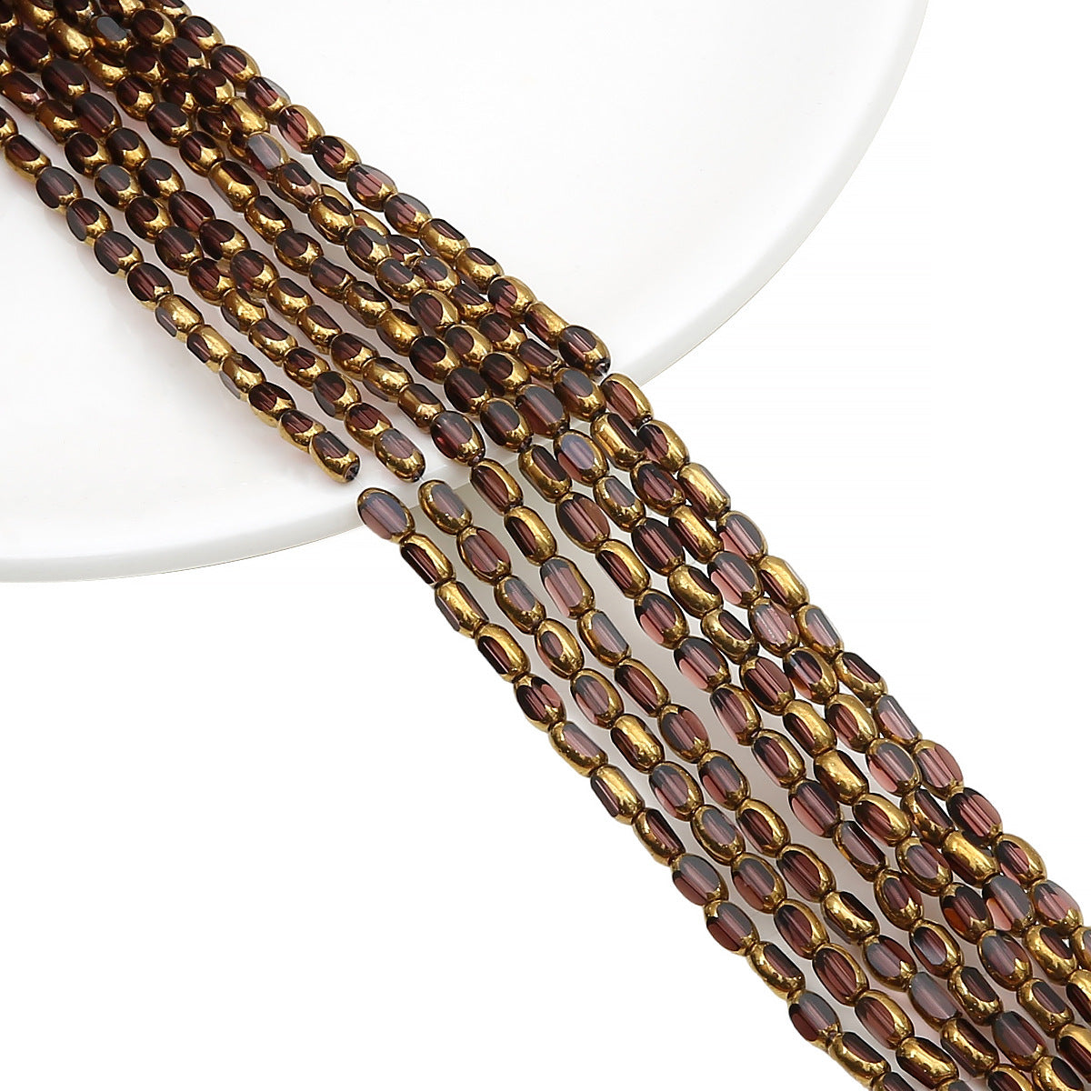 5mm,6mm, Rice Grain Glass beads with golden edge, 30 strands