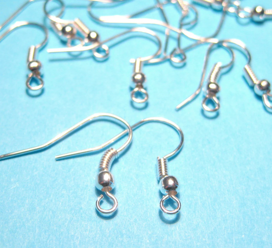 Earwire, Fish Hooks with Coil and Ball, Earring Hooks,18x20mm, 1000pcs