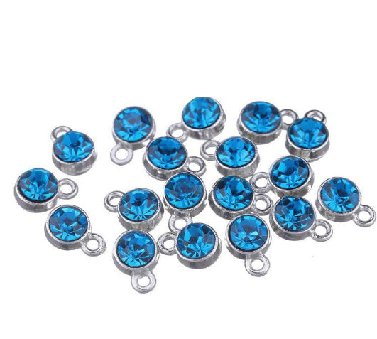 Birthstone charms, Rhinestone Charms Pendants, 10mm, 500pcs