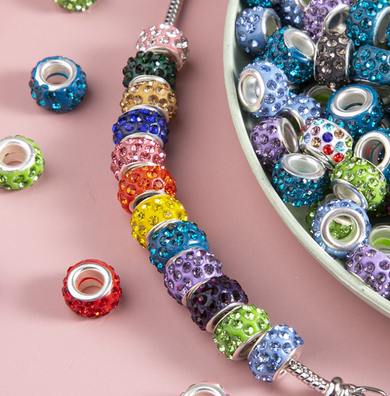 Rhinestone Spacer Beads, Polymer Clay Pave Beads, European Charms, 450pcs