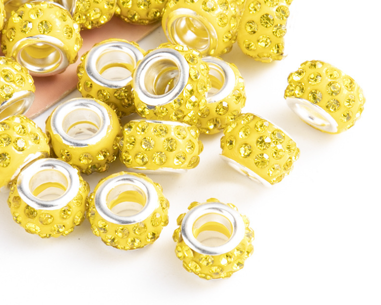 Rhinestone Spacer Beads, Polymer Clay Pave Beads, European Charms, 450pcs