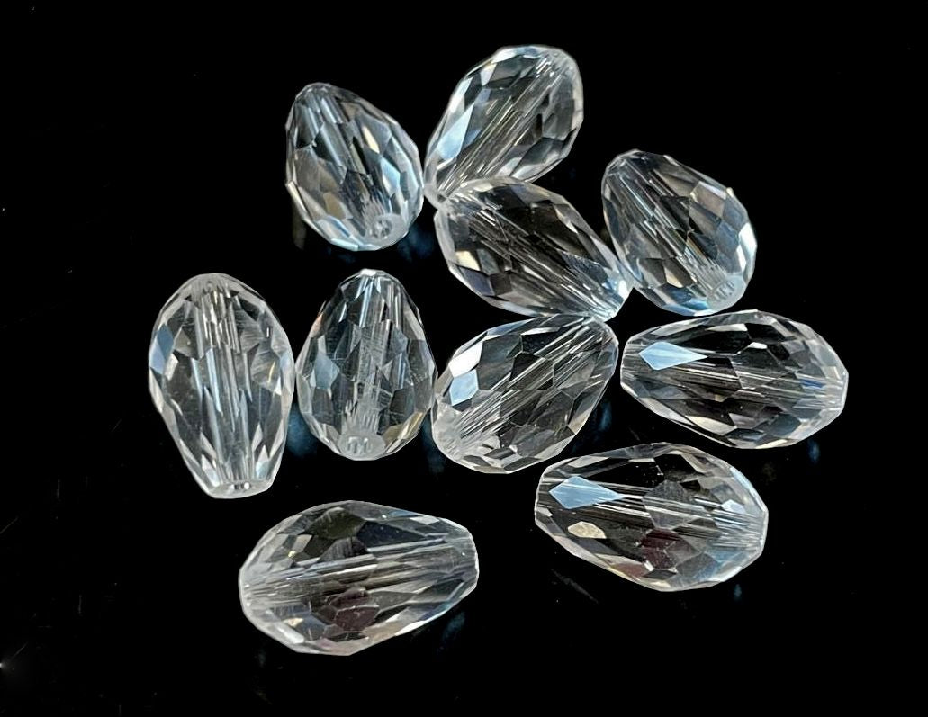 Glass Faceted Teardrops, 5-15mm