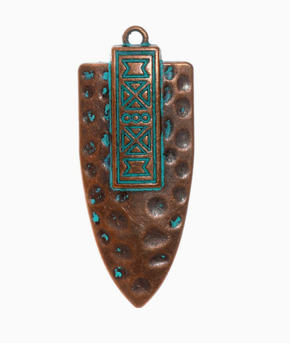 Antique Copper Patina Blue Boho Pendants Charms 10pcs