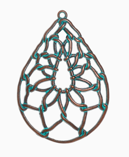 Antique Copper Patina Blue Boho Pendants Charms 10pcs