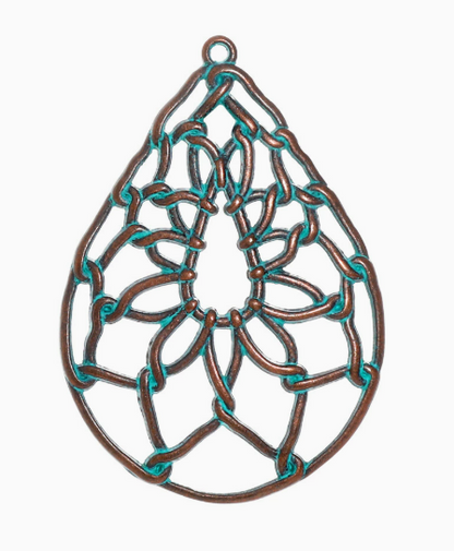 Antique Copper Patina Blue Boho Pendants Charms 10pcs