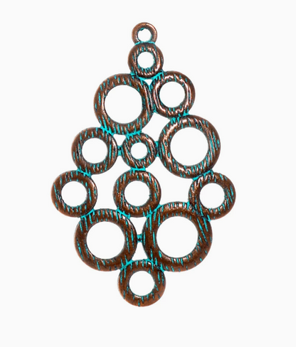 Antique Copper Patina Blue Boho Pendants Charms 10pcs