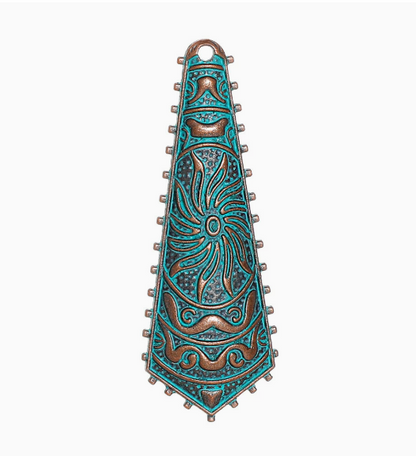 Antique Copper Patina Blue Boho Pendants Charms 10pcs