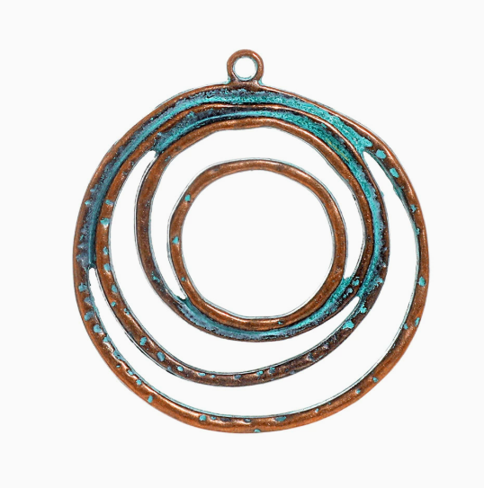 Antique Copper Patina Blue Boho Pendants Charms 10pcs