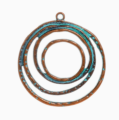 Antique Copper Patina Blue Boho Pendants Charms 10pcs