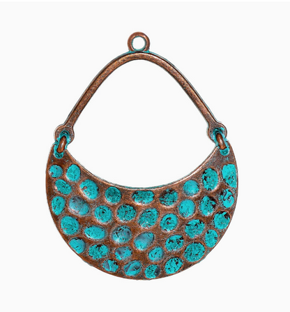 Antique Copper Patina Blue Boho Pendants Charms 10pcs