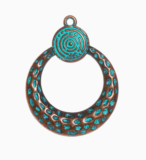 Antique Copper Patina Blue Boho Pendants Charms 10pcs