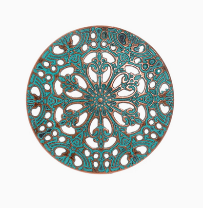 Antique Copper Patina Blue Boho Pendants Charms 10pcs