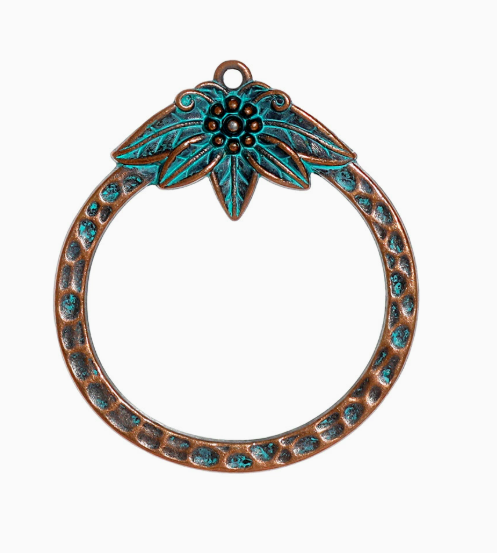 Antique Copper Patina Blue Boho Pendants Charms 10pcs