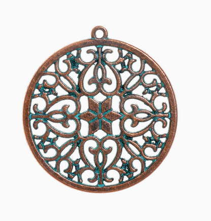 Antique Copper Patina Blue Boho Pendants Charms 10pcs