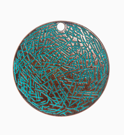 Antique Copper Patina Blue Boho Pendants Charms 10pcs
