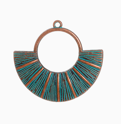 Antique Copper Patina Blue Boho Pendants Charms 10pcs