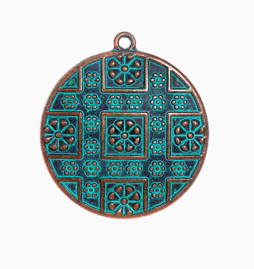 Antique Copper Patina Blue Boho Pendants Charms 10pcs