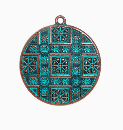 Antique Copper Patina Blue Boho Pendants Charms 10pcs