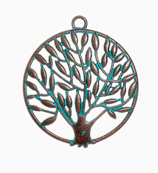 Antique Copper Patina Blue Boho Pendants Charms 10pcs