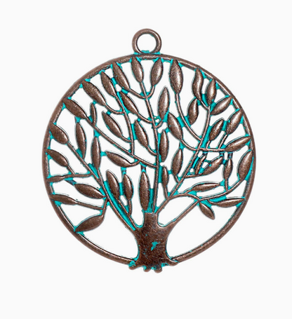 Antique Copper Patina Blue Boho Pendants Charms 10pcs