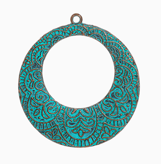 Antique Copper Patina Blue Boho Pendants Charms 10pcs