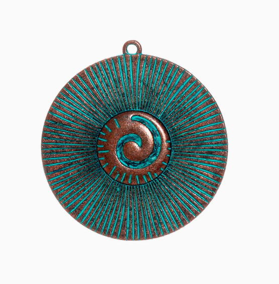Antique Copper Patina Blue Boho Pendants Charms 10pcs