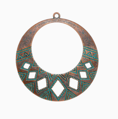 Antique Copper Patina Blue Boho Pendants Charms 10pcs