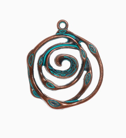 Antique Copper Patina Blue Boho Pendants Charms 10pcs